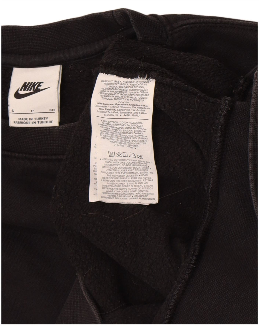 Nike masculino gráfico moletom jumper pequeno algodão preto