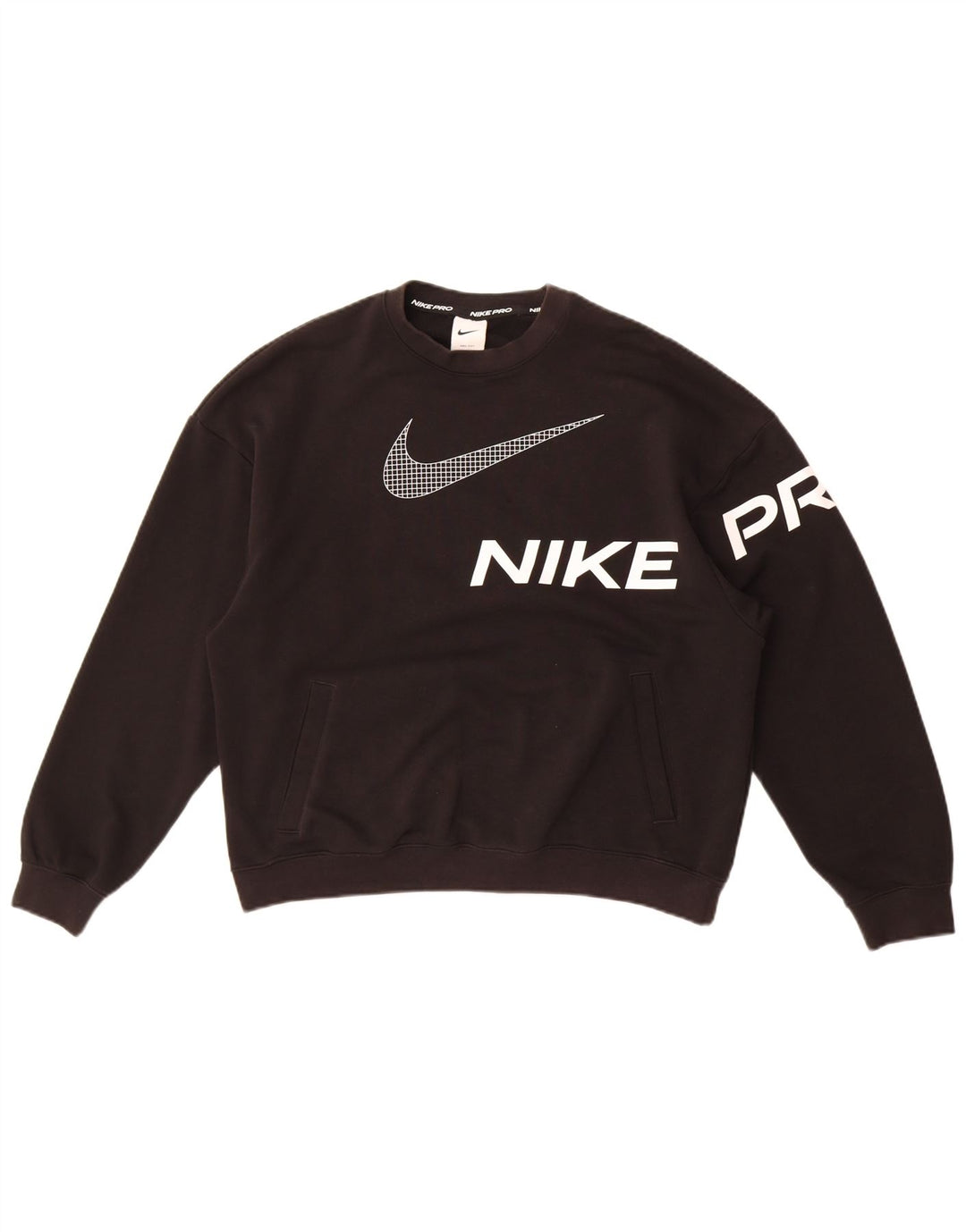 Nike feminino gráfico oversized moletom jumper reino unido 10 pequeno algodão preto
