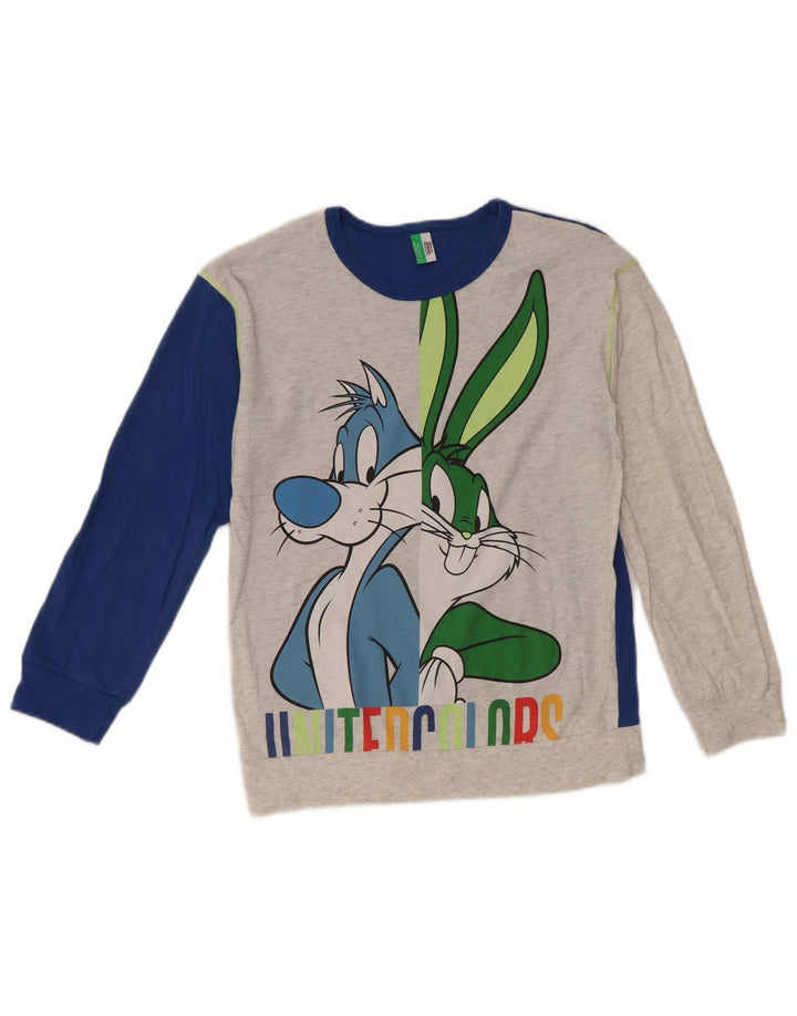 Suéter masculino BENETTON Looney Tunes com gola redonda 10-11 anos XL cinza