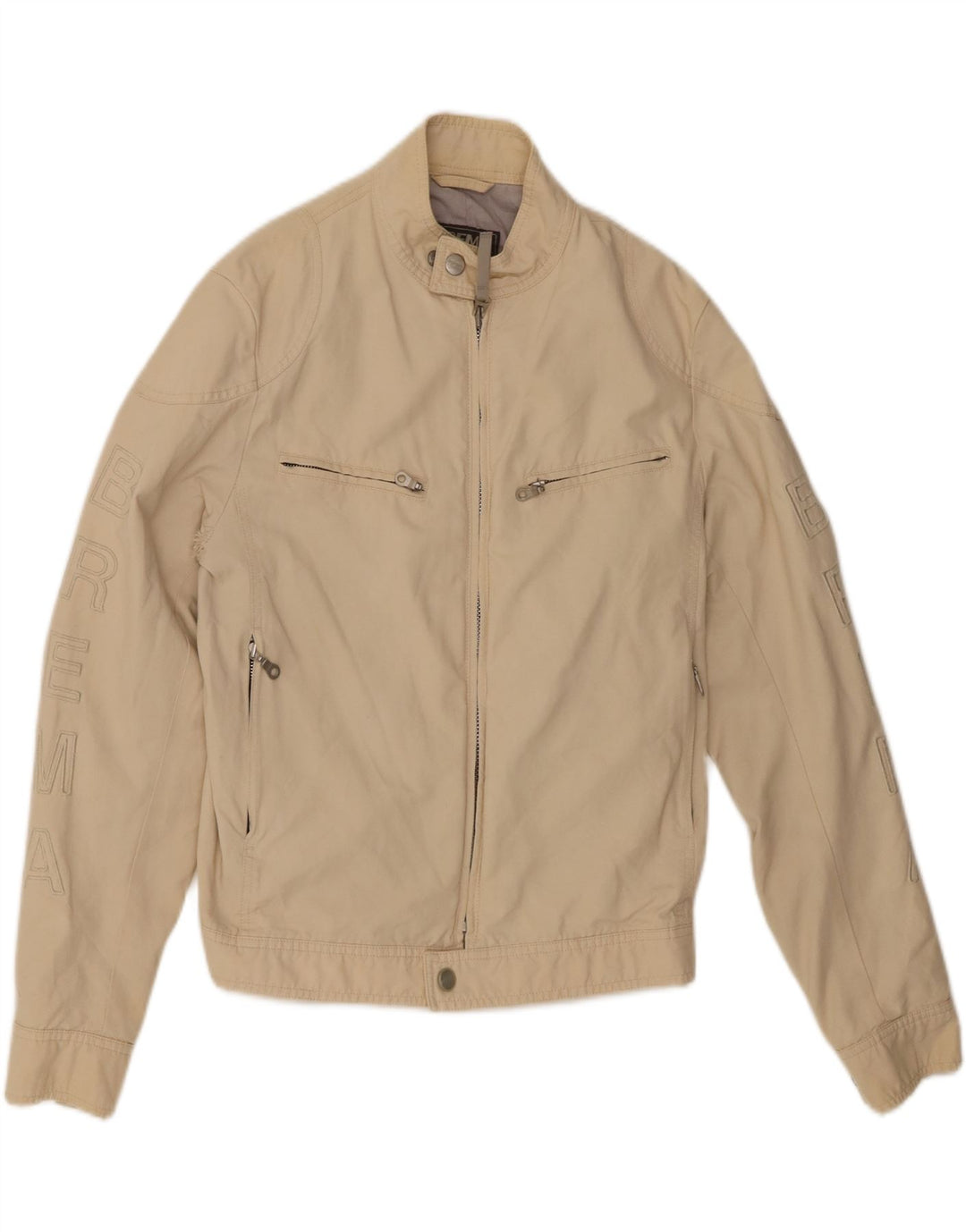 BREMA Mens Graphic Bomber Jacket IT 48 Medium Beige Vintage Brema and Second-Hand Brema from Messina Hembry 