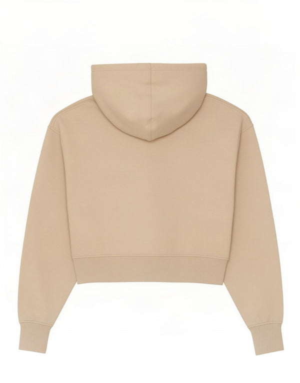 Zara Womens Crop Hoodie Jumper UK 14 Médio Bege Poliéster