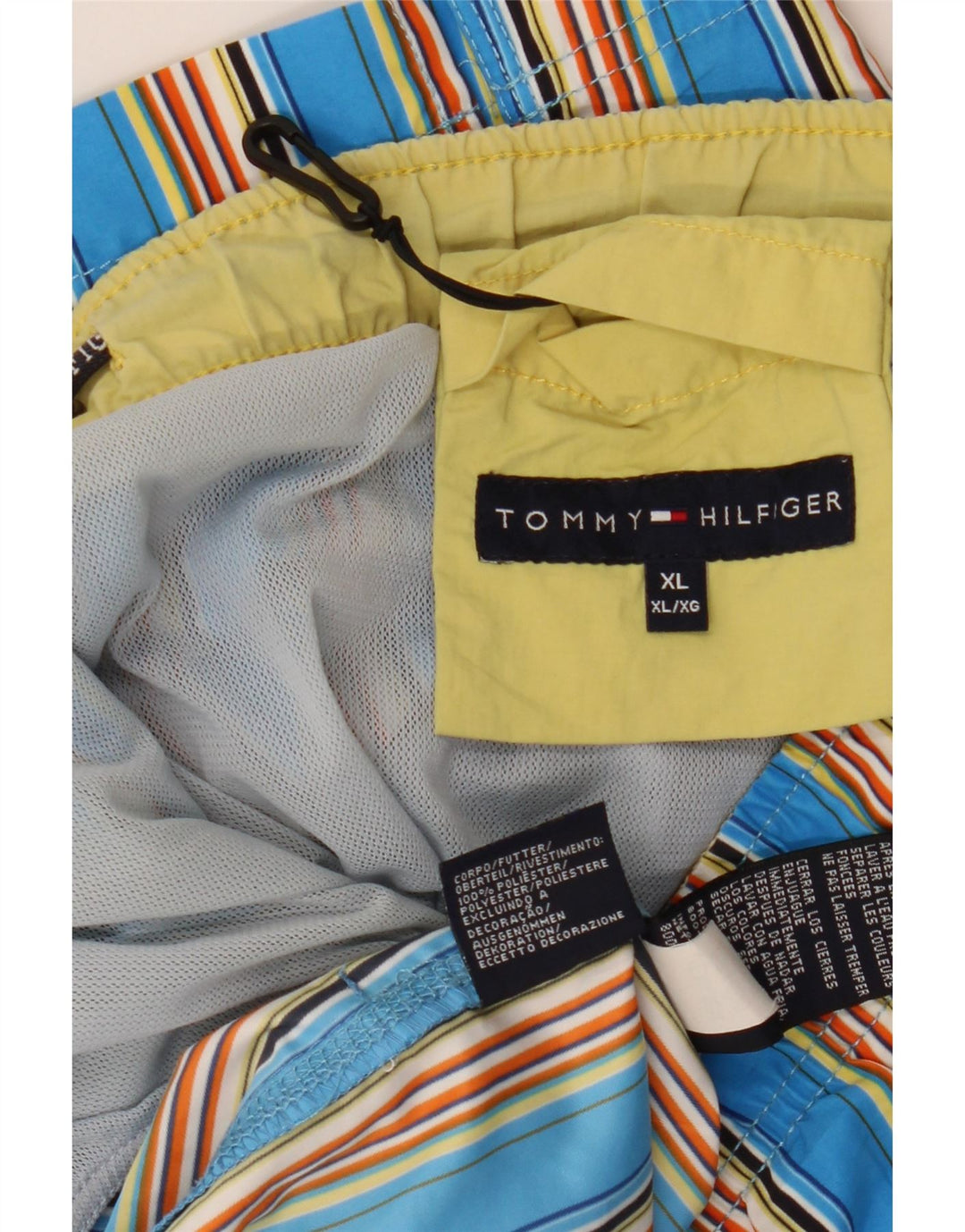 Shorts de natação masculino Tommy Hilfiger XL poliéster listrado azul