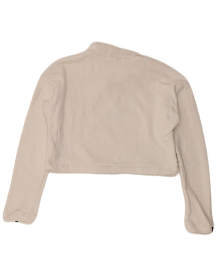 Adidas feminino oversized colheita zip pescoço moletom jumper reino unido 8 pequeno branco