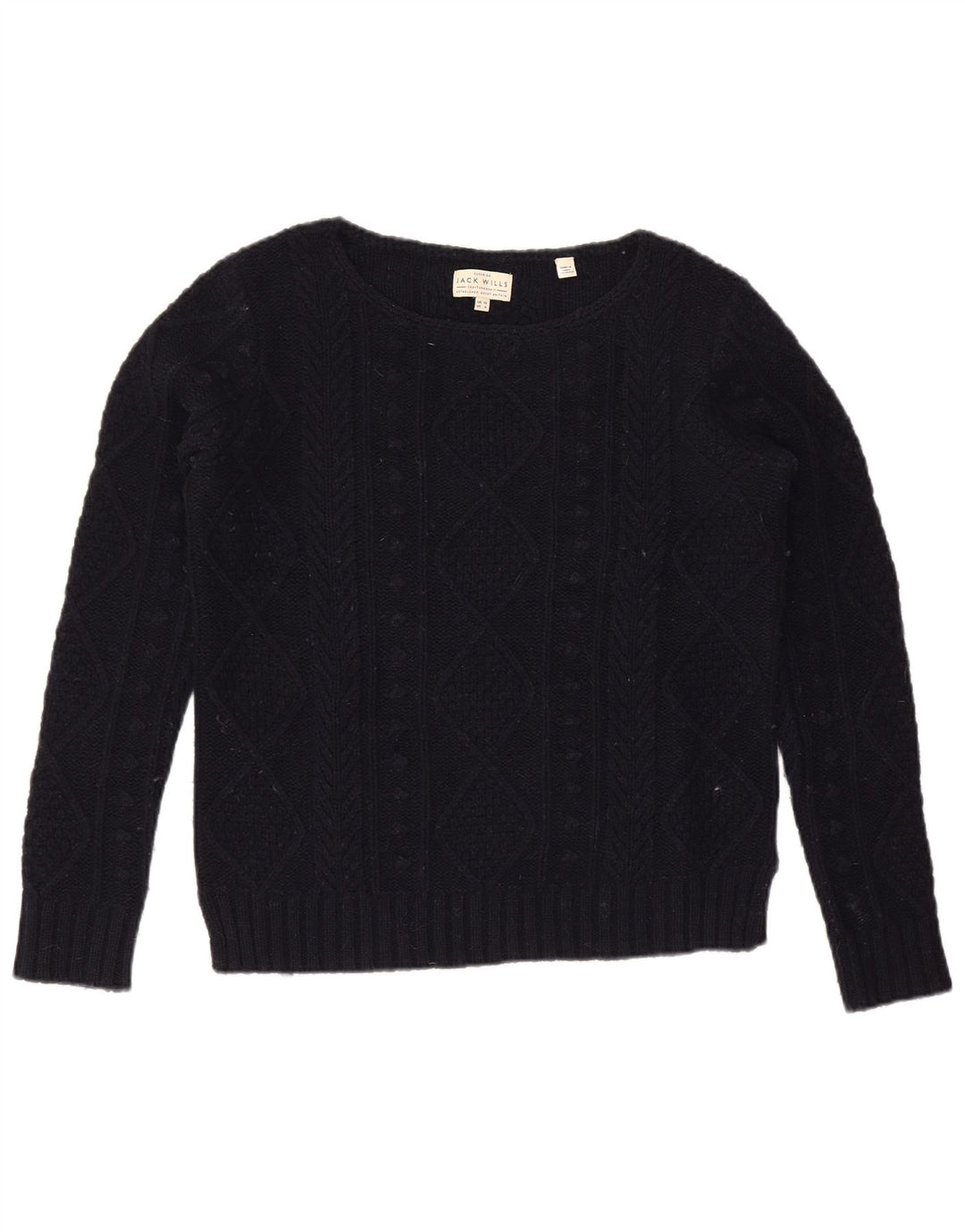 JACK WILLS Suéter feminino grande com gola canoa Reino Unido 10 pequeno azul marinho