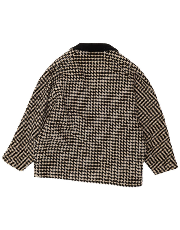 Jaqueta blazer feminina VINTAGE de grandes dimensões Reino Unido 14 médio preto Houndstooth