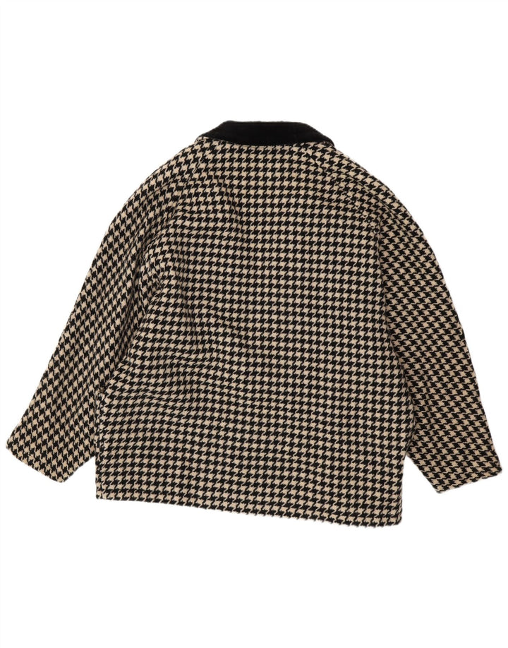 Jaqueta blazer feminina VINTAGE de grandes dimensões Reino Unido 14 médio preto Houndstooth