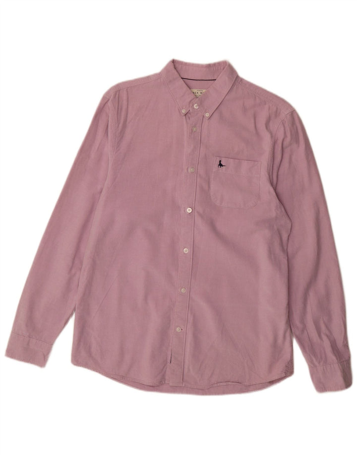 Camisa masculina clássica de ajuste Jack Wills algodão rosa médio