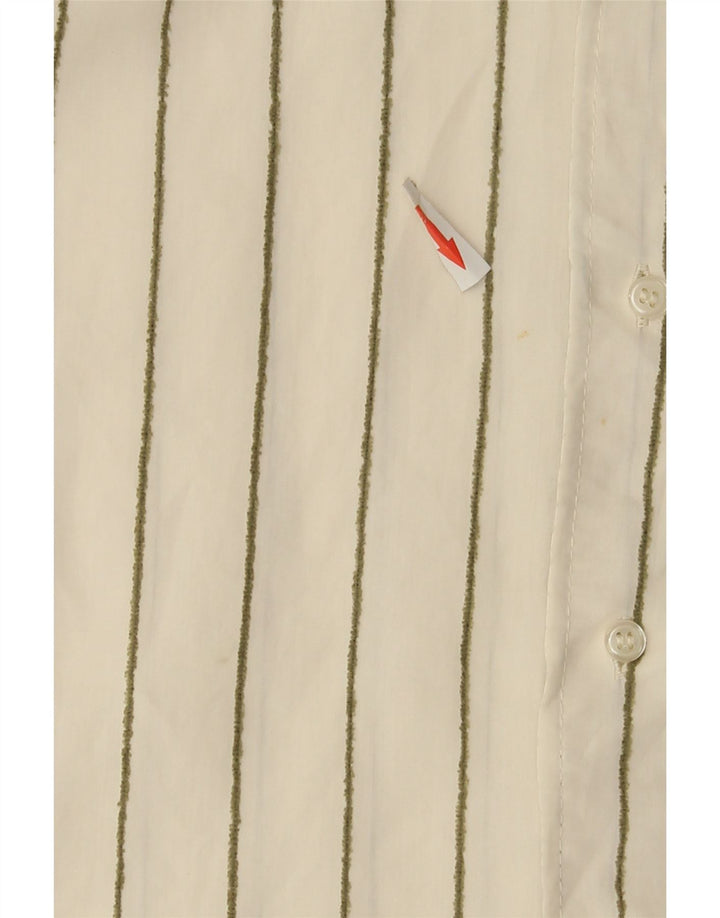 Camisa oversized feminina ZARA Reino Unido 10 pequeno modal listrado branco