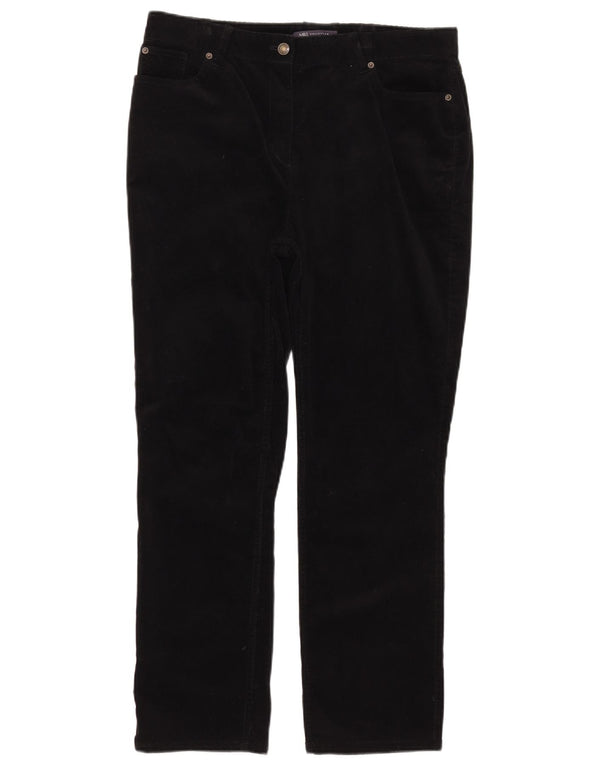 Calça feminina de veludo cotelê Marks & Spencer com cintura alta Reino Unido 14 grande W34 L28 Bla