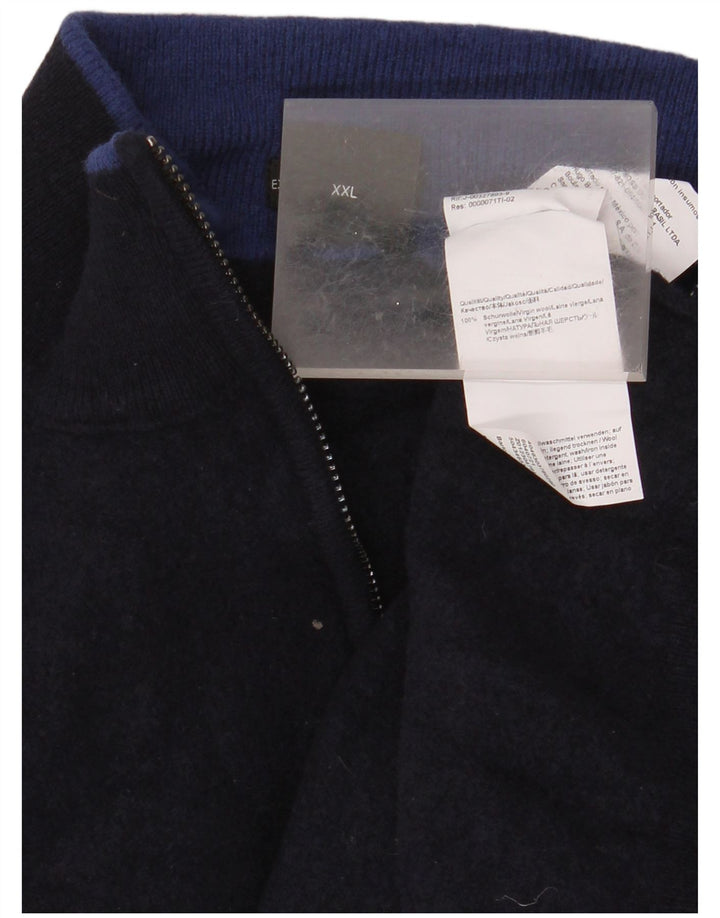 Hugo Boss Suéter feminino com zíper e gola em lã virgem 2XL 2XL azul marinho