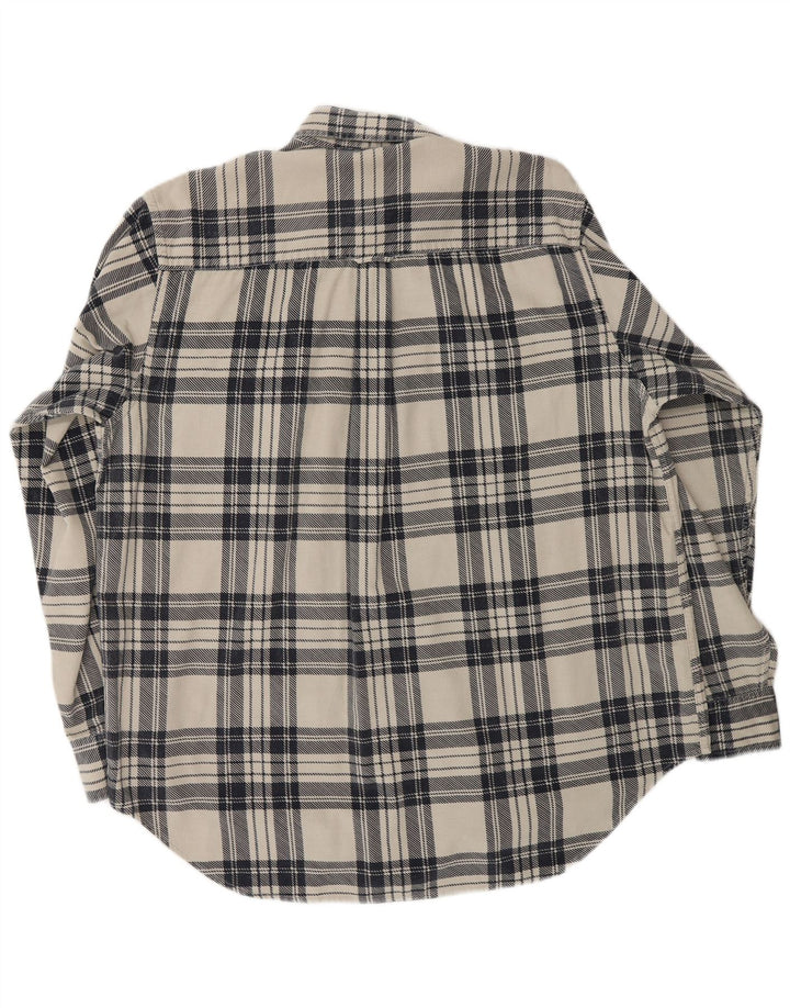 Blanc Bleu Camisa masculina de veludo cotelê grande de algodão xadrez branco