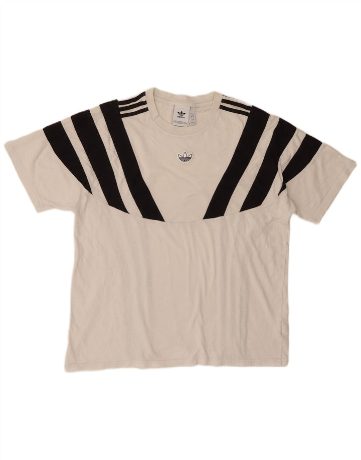 Camiseta masculina Adidas grande algodão colorblock branco