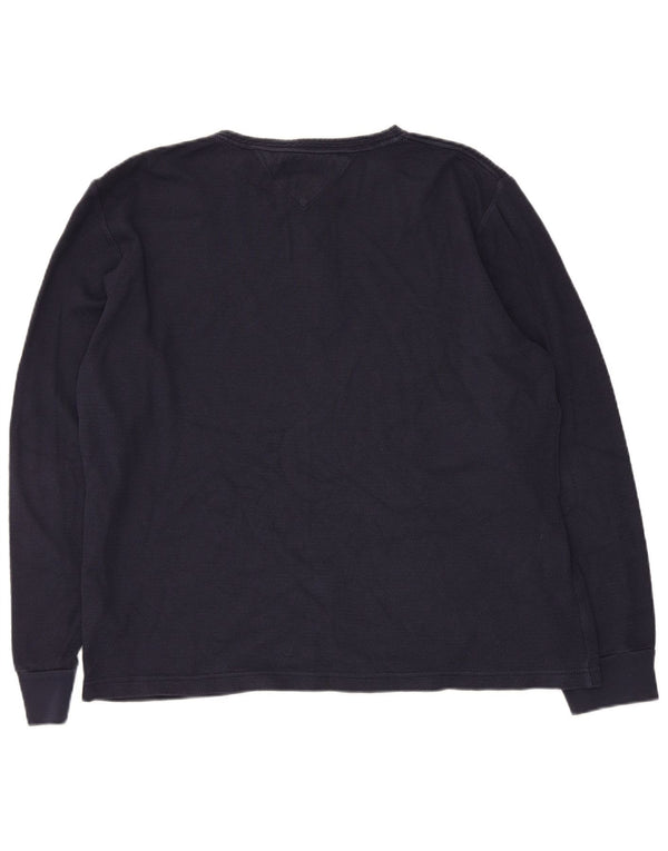 Tommy Hilfiger Mens Slim Fit Top Manga Longa XL Azul Marinho Algodão