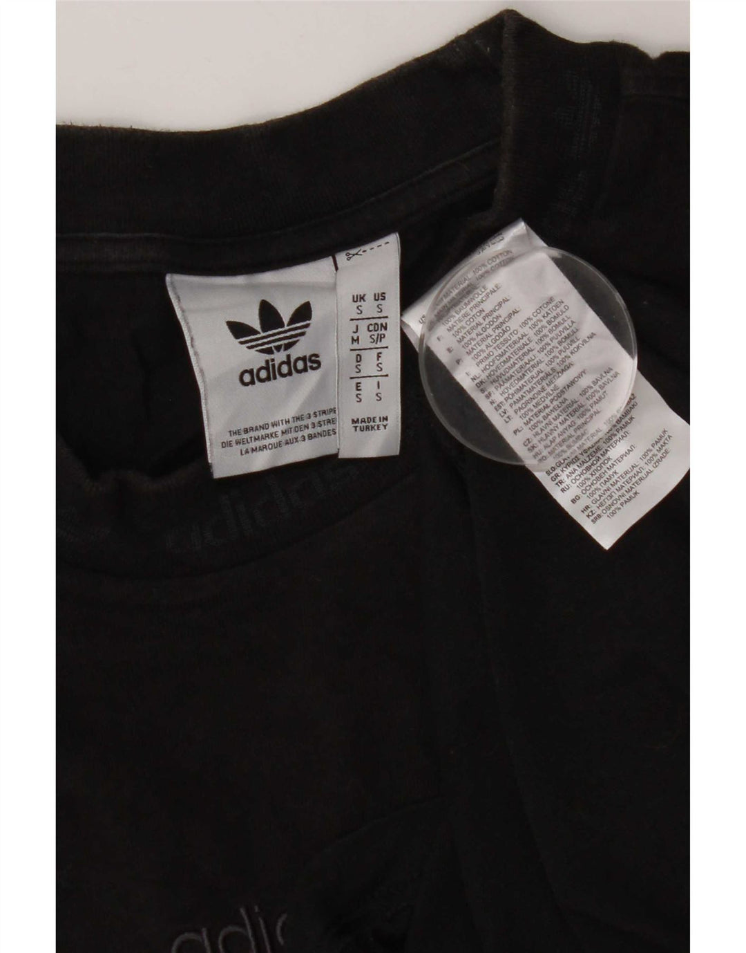 Adidas Mens Camiseta Top Pequeno Algodão Preto