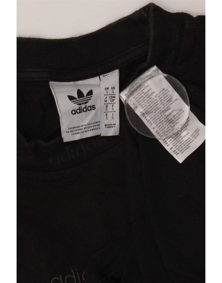 Adidas Mens Camiseta Top Pequeno Algodão Preto