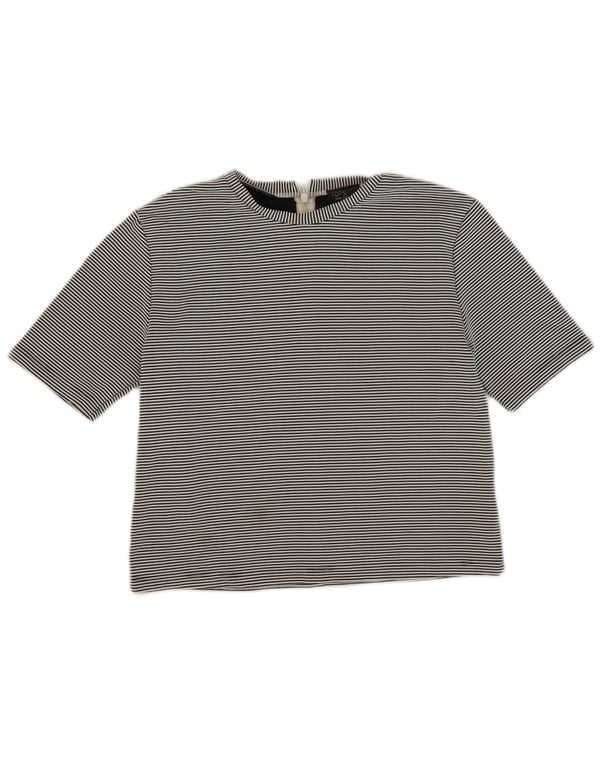 Camiseta feminina Topshop UK 10 pequena risca de giz preta