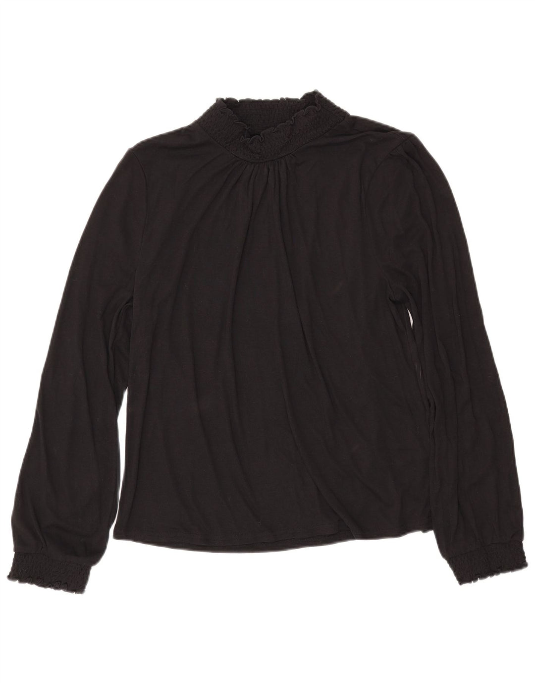 Blusa feminina de manga comprida J. CREW UK 16 grande poliéster preto