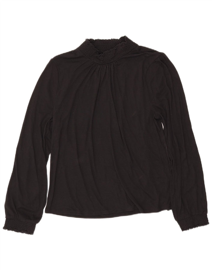 Blusa feminina de manga comprida J. CREW UK 16 grande poliéster preto