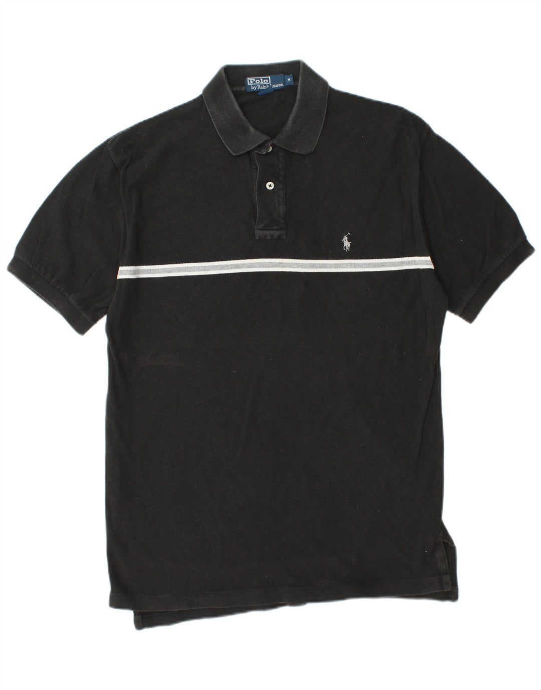Camisa polo masculina POLO RALPH LAUREN de algodão listrado preto médio
