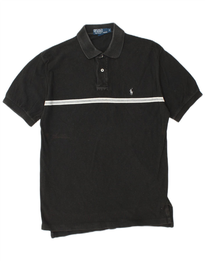 Camisa polo masculina POLO RALPH LAUREN de algodão listrado preto médio
