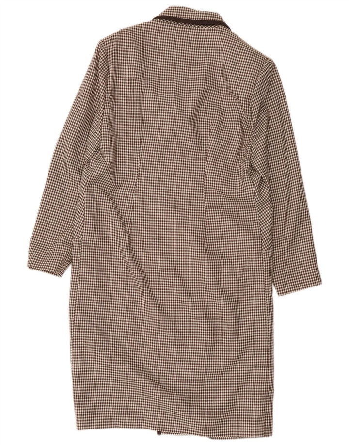 Casaco feminino de peito duplo Alta Moda Reino Unido 8 pequeno marrom houndstooth