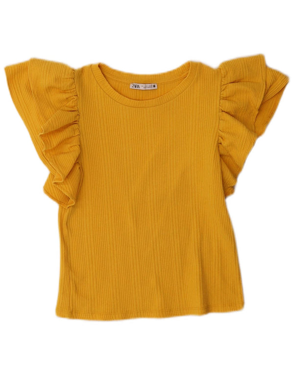 Zara Blusa Feminina Top UK 10 Pequena Amarela