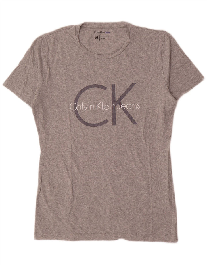 Calvin Klein Jeans Camiseta masculina gráfica Top cinza médio manchado