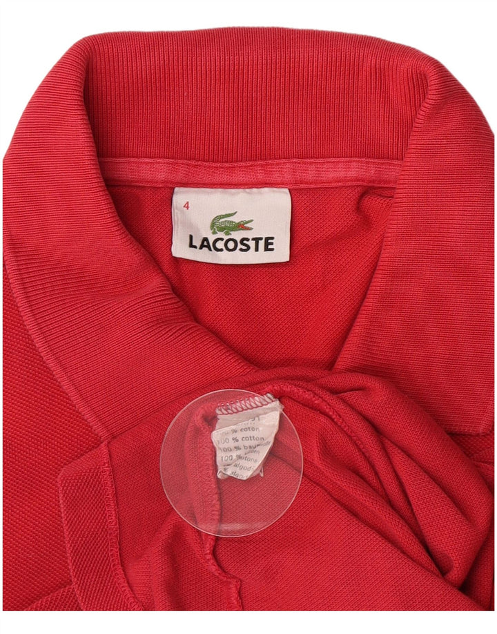 Camisa polo masculina de manga comprida Lacoste tamanho 4 médio algodão vermelho