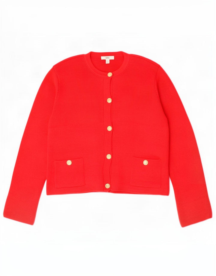 Suéter cardigã feminino grande da Marks & Spencer Reino Unido 16 grande acrílico vermelho