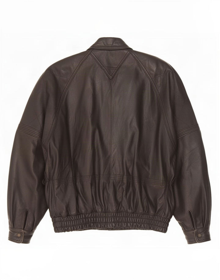 Jaqueta de couro masculina vintage IT 50 grande preta