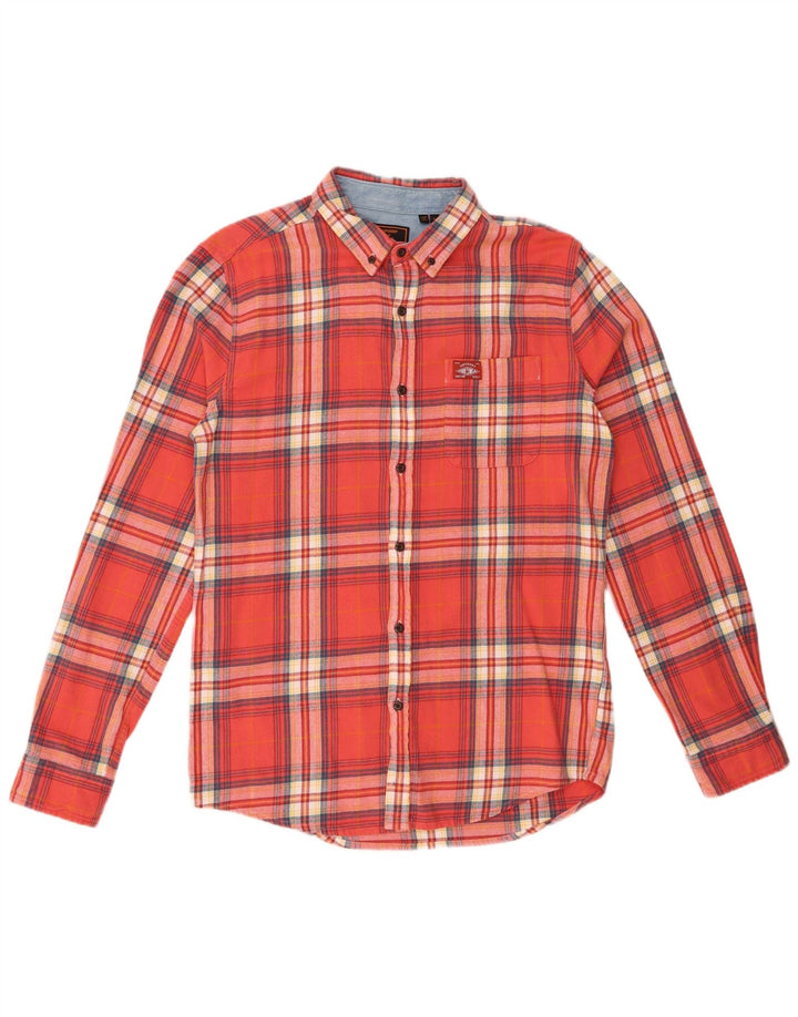 Camisa masculina de flanela Superdry grande algodão xadrez vermelho