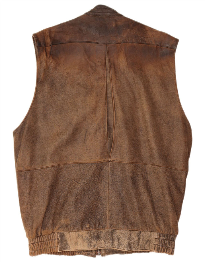 Colete de couro masculino Mark Astor IT 48 marrom médio