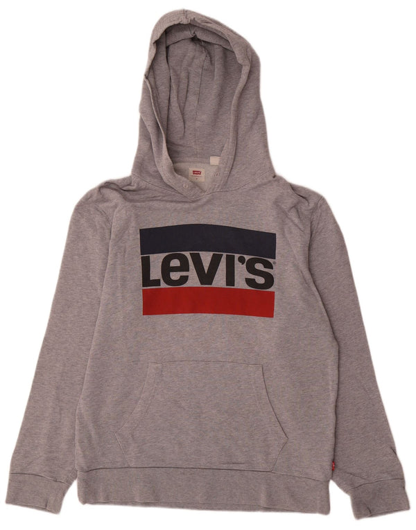 Moletom com capuz gráfico masculino Levi's pequeno algodão manchado cinza