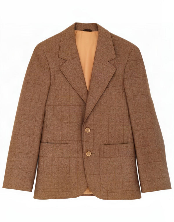 Jaqueta blazer vintage de 2 botões para meninos 6-7 anos xadrez marrom