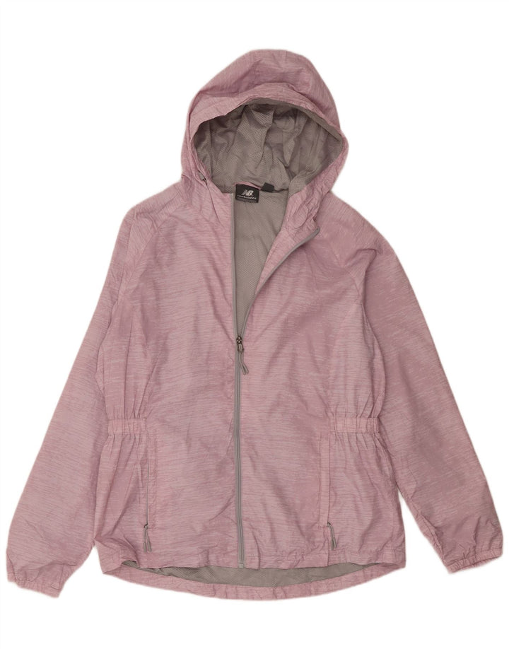 Jaqueta de chuva com capuz feminino New Balance UK 18 XL rosa poliéster
