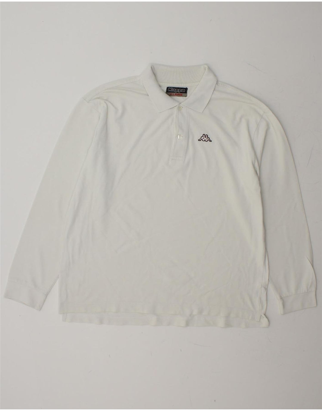 KAPPA Mens Long Sleeve Polo Shirt XL White Cotton Vintage Kappa and Second-Hand Kappa from Messina Hembry 