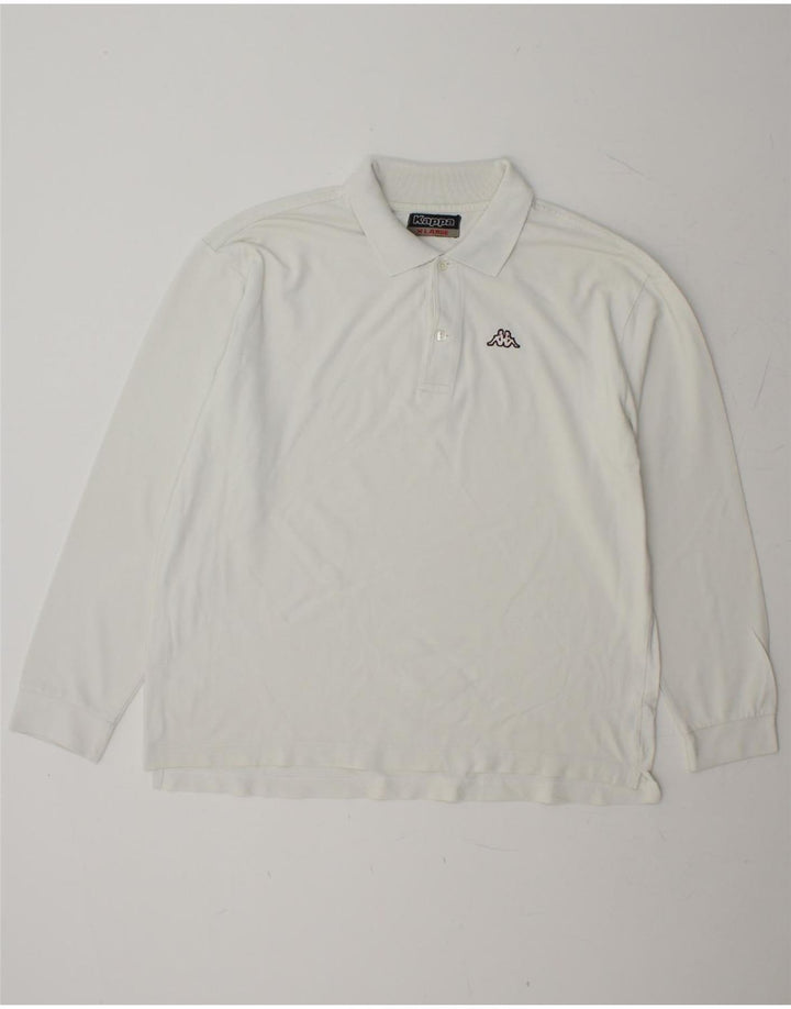 KAPPA Mens Long Sleeve Polo Shirt XL White Cotton Vintage Kappa and Second-Hand Kappa from Messina Hembry 