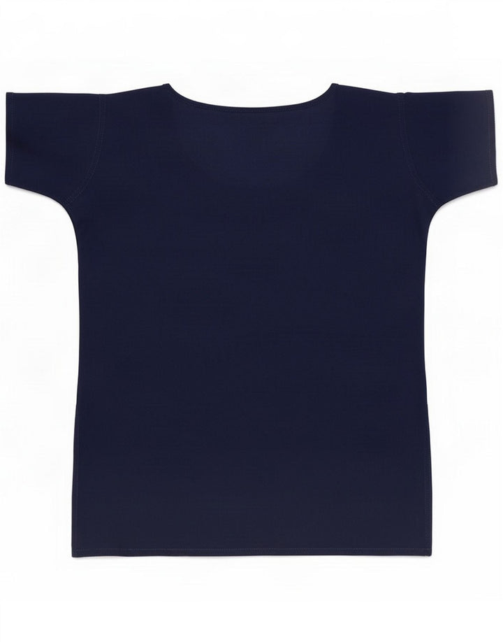 Blusa feminina vintage com padrão abstrato UK 12 Azul marinho médio