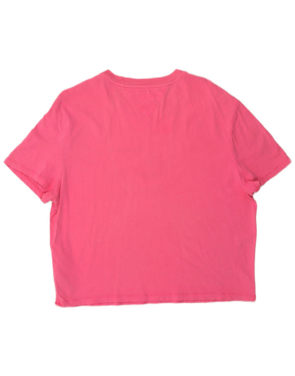 Camiseta feminina Tommy Hilfiger com estampa gráfica UK 16 grande algodão rosa