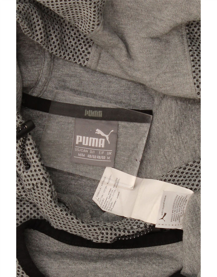 PUMA Mens Hoodie Jumper Médio Cinza Algodão Manchado