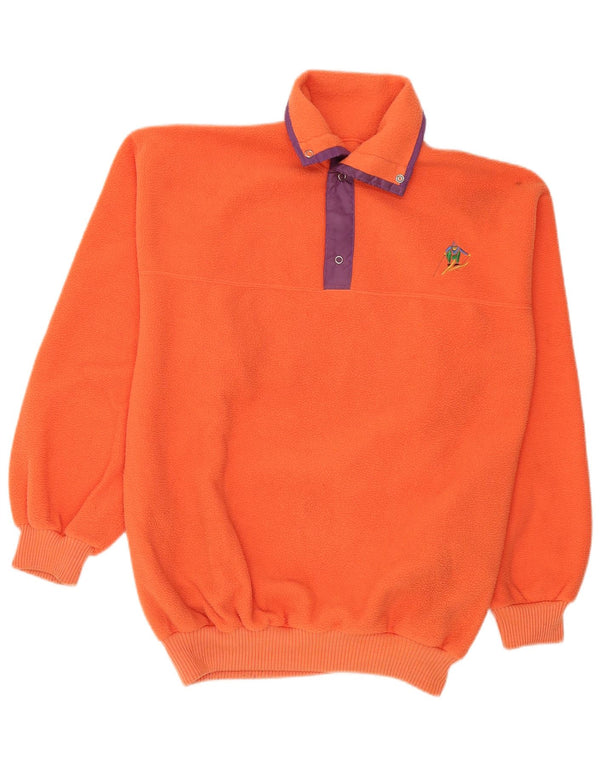 Jumper de lã masculino vintage com gola polo médio laranja esportivo