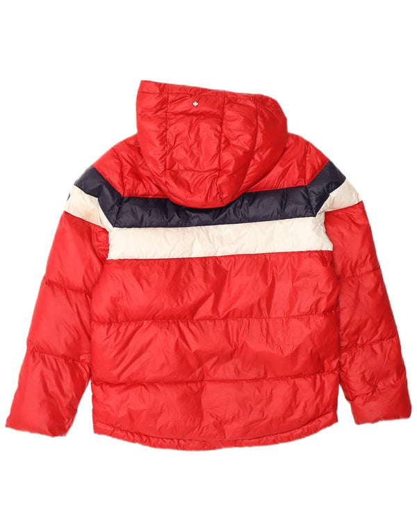 Jaqueta feminina acolchoada com capuz CANADIENS UK 14 Medium Red Colourblock