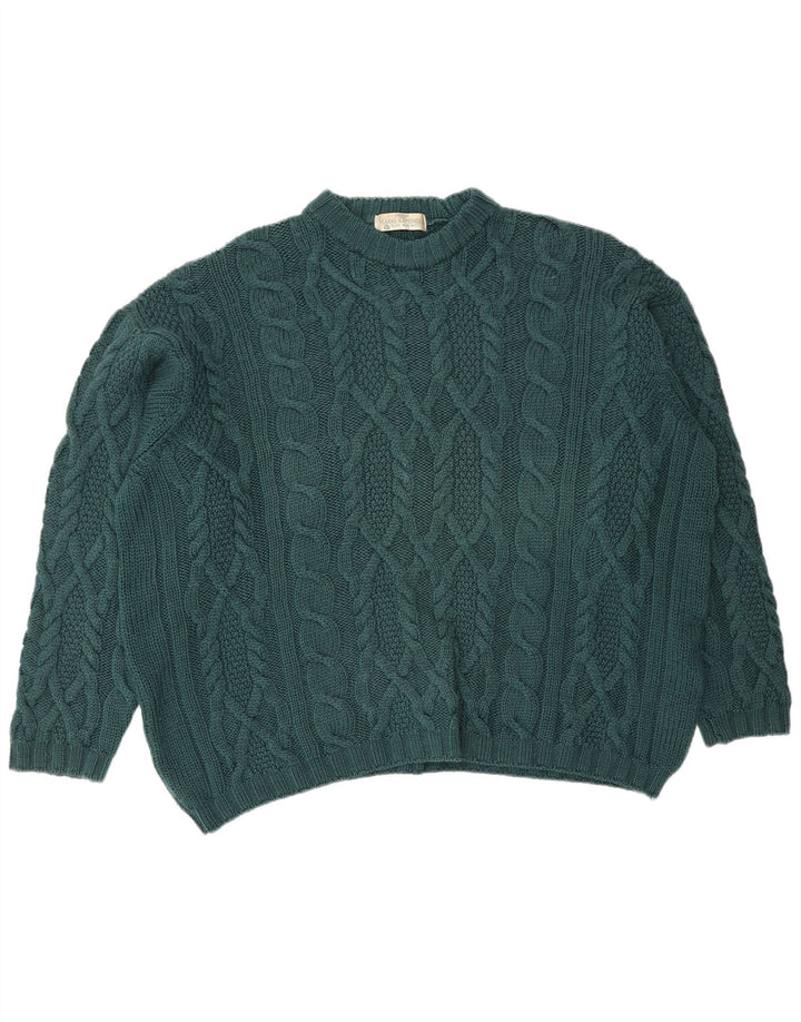 Suéter masculino Marks & Spencer com gola redonda XL verde lã nova