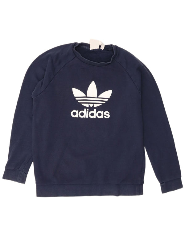 Adidas masculino gráfico moletom jumper médio azul marinho algodão