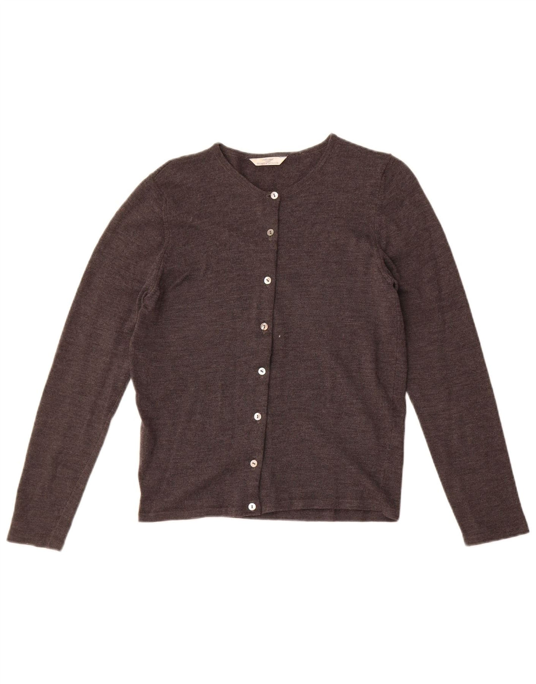 Suéter cardigã feminino Marks & Spencer UK 10 pequeno cinza lã nova
