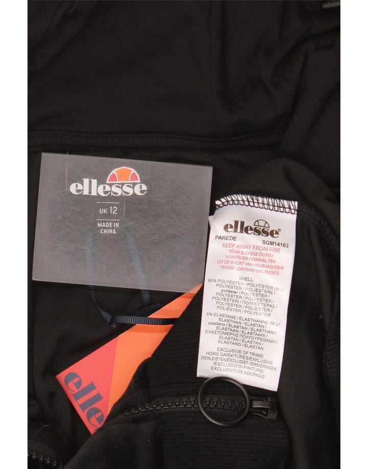 Suéter feminino Ellesse com capuz e zíper de veludo UK 12 poliéster preto médio