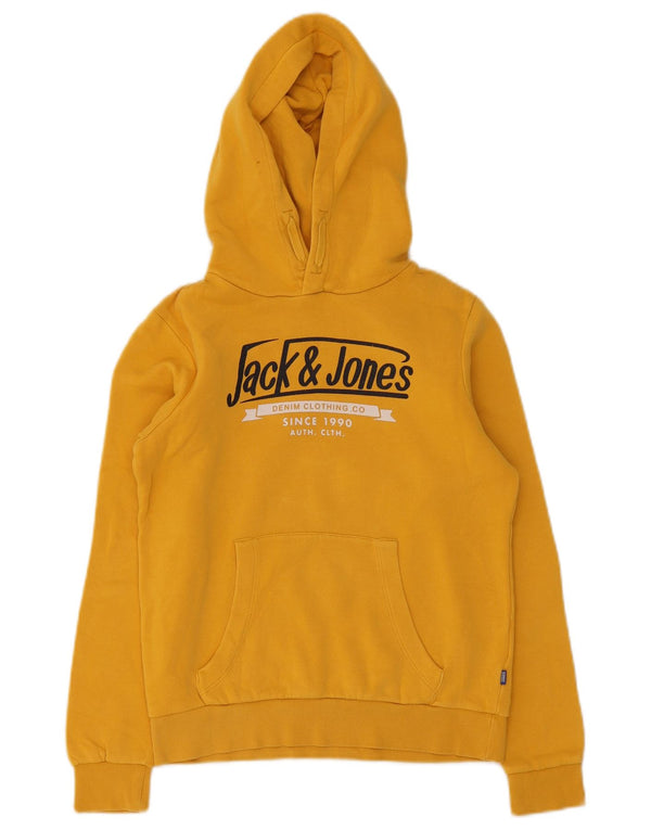 Suéter com capuz gráfico Jack & Jones Boys 11-12 anos algodão amarelo
