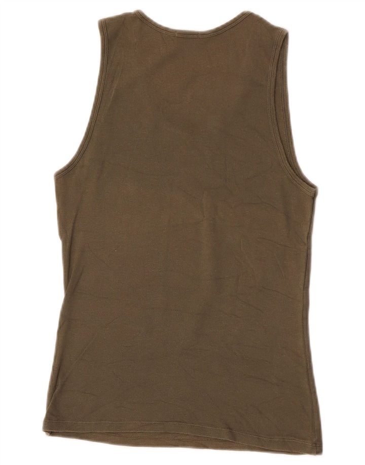 Top de colete gráfico feminino Benetton UK 8 pequeno caqui