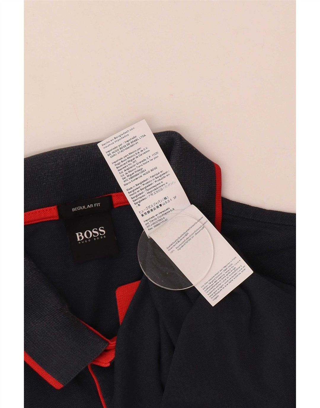 Camisa polo masculina de ajuste regular Hugo Boss, algodão azul marinho médio