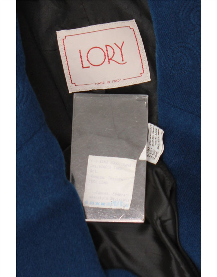 Jaqueta blazer feminina vintage com peito duplo IT 46 grande azul marinho